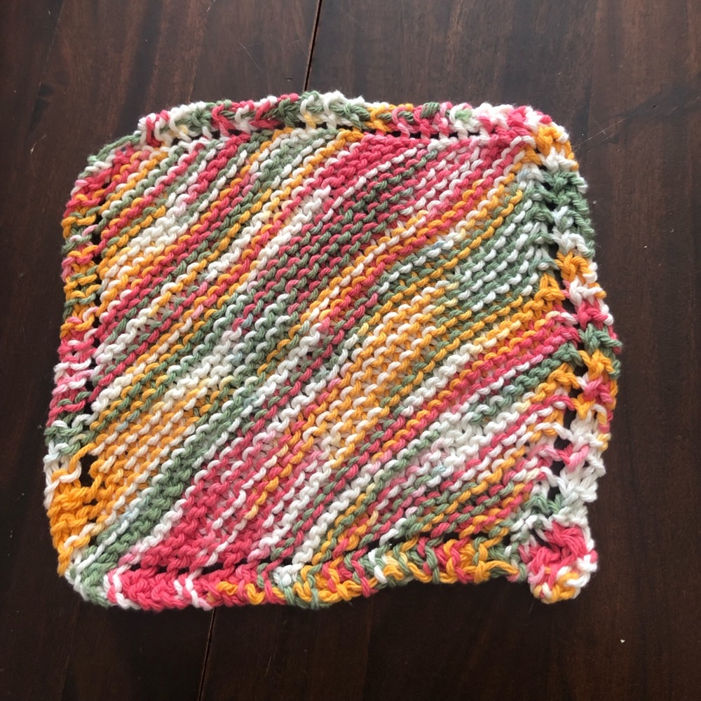 Hand Knit Multicolor Dish Cloth